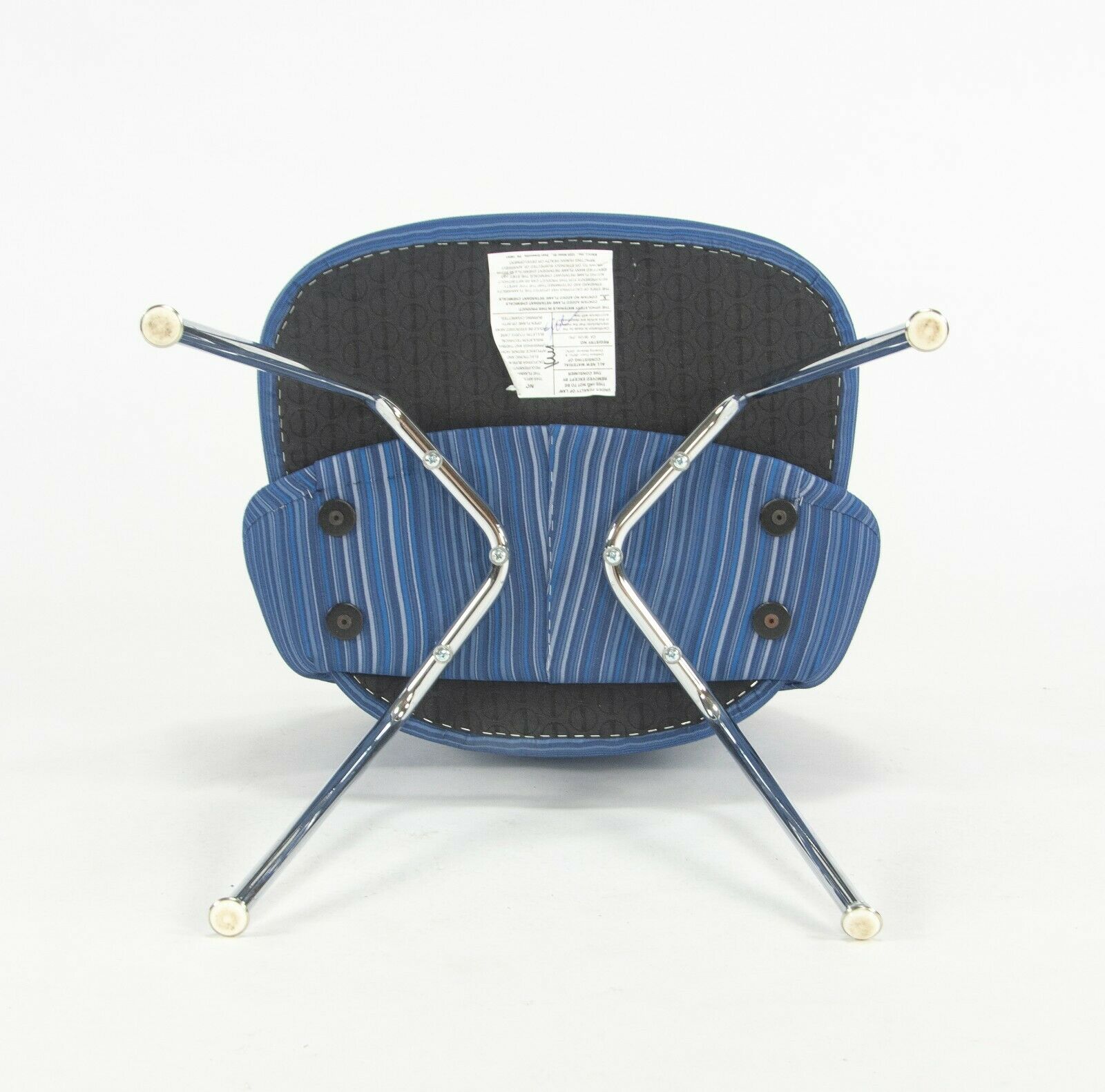 SOLD 2020 6x Eero Saarinen for Knoll Executive Side Chair with Blue Striped Fabric