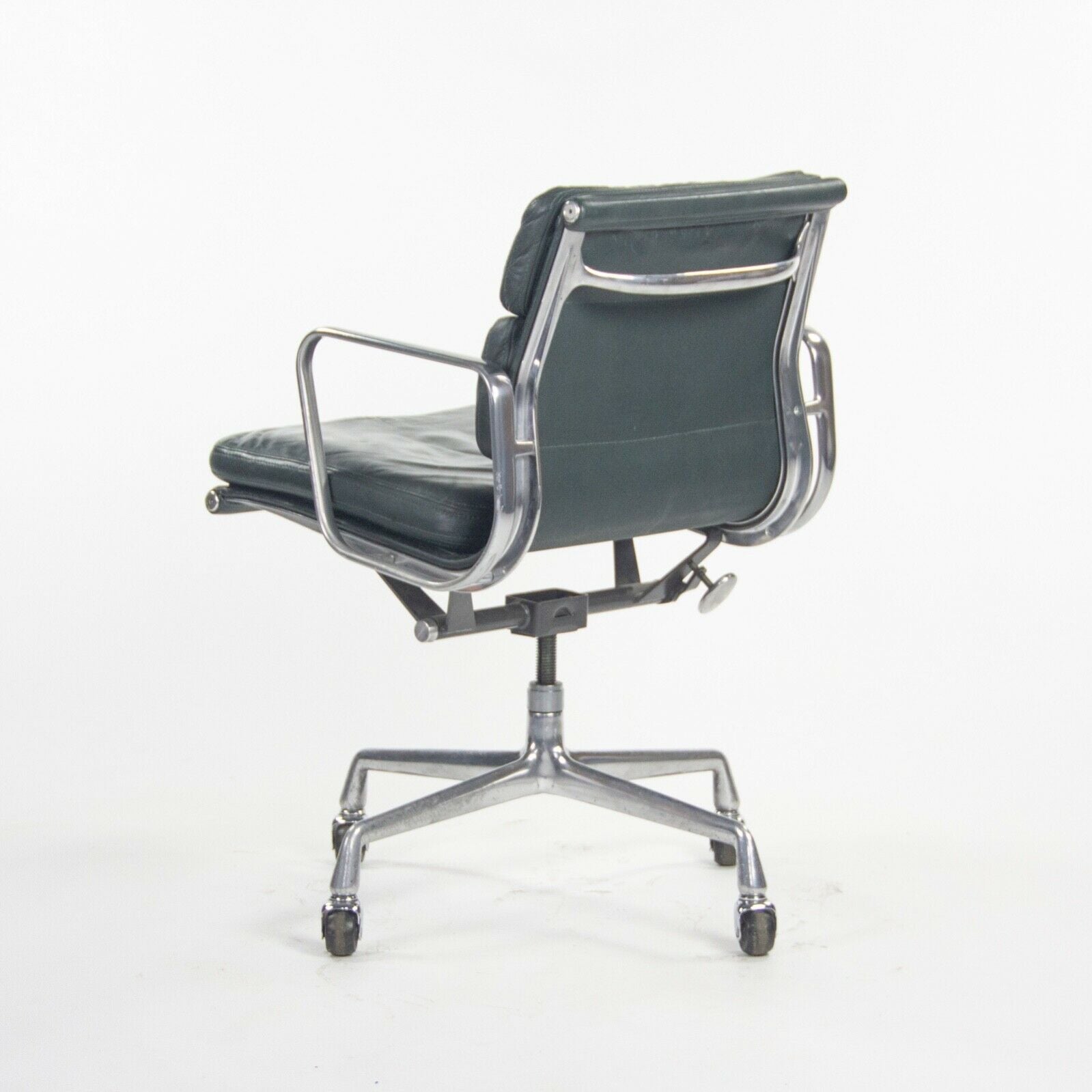 SOLD 1980s Herman Miller Eames Aluminum Group Soft Pad Management Desk Chair in Green Leather