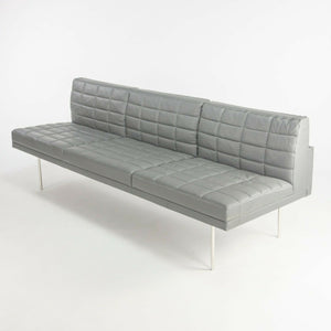 SOLD BassamFellows for Geiger & Herman Miller Grey Leather Armless Tuxedo 3 Seat Sofa