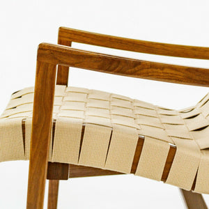 SOLD 2021 Jens Risom for Knoll Lounge Chair with Arms in Light Walnut & Flax Cotton