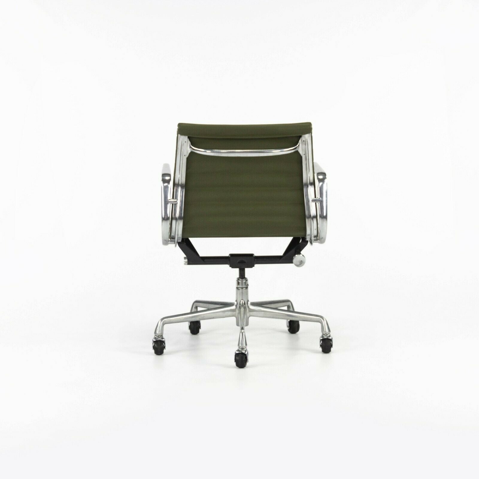 SOLD 2010s Herman Miller Eames Aluminum Group Management Desk Chair in Green Leather