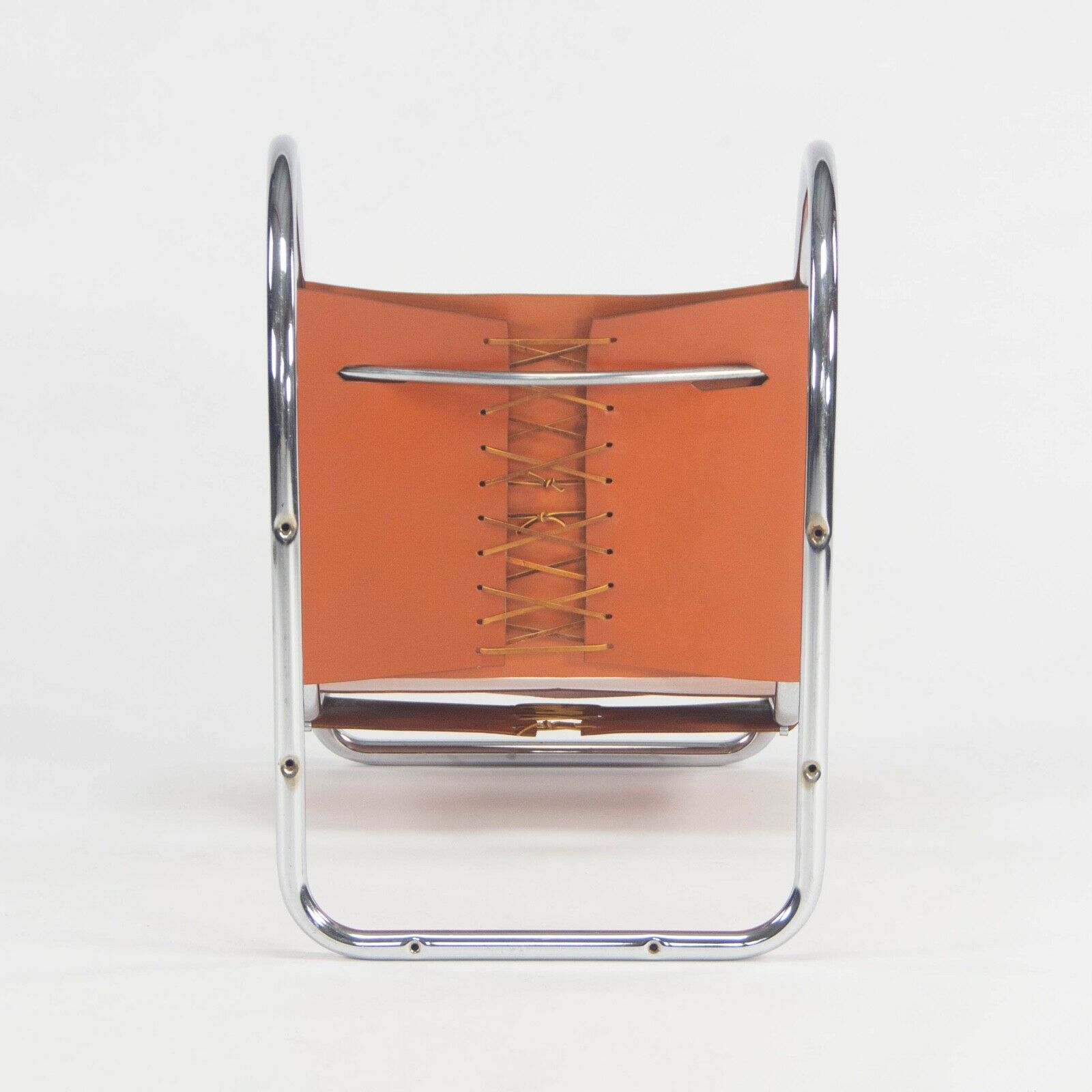 SOLD 1970s Set of 6 Mies Van Der Rohe for Knoll MR Dining Chairs in Cognac Leather