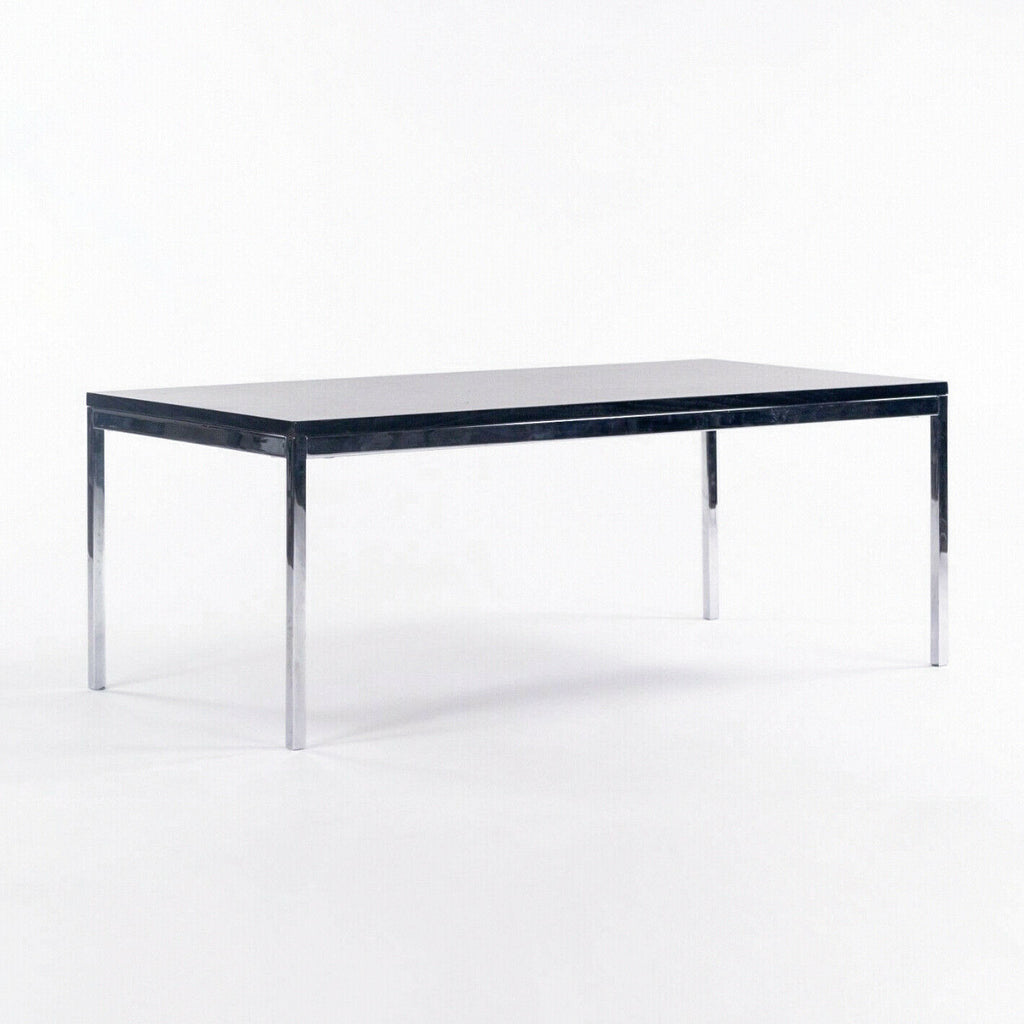 SOLD 2012 Florence Knoll Ebonized Walnut and Chromed Steel 46 x 22 inch Coffee Table