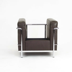 SOLD 1980s Vintage Le Corbusier Cassina LC2 Petit Modele Armchairs in Brown Leather
