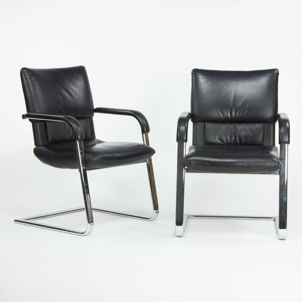 Pair of 1986 Mario Bellini for Vitra Figura Imago Arm Chairs in Black Leather