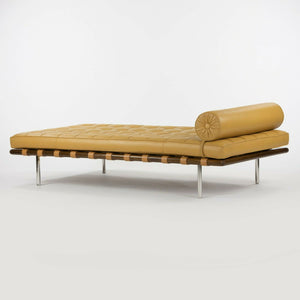 SOLD 1970s Mies Van Der Rohe for Knoll Barcelona Day Bed / Couch in Tan Leather Signed