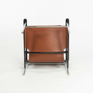 SOLD 2020 Charles Pollock for Knoll Sling Arm Chair Cognac & Black Leather Chrome 657