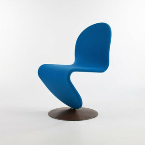 SOLD 1970s Verner Panton for Fritz Hansen 1- 2 - 3 Dining Side Chair in Blue Fabric with Original Label