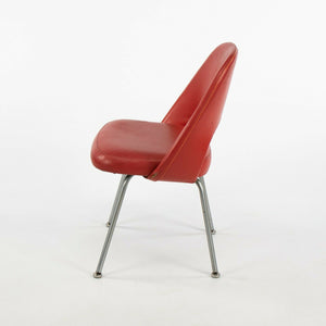 1963 Pair of Eero Saarinen for Knoll Red Vinyl Armless Executive Dining Chairs