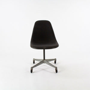 SOLD 1980s Herman Miller Eames Black Fabric Upholstered Side Shell Chair with Wheels