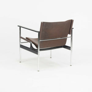 2020 Charles Pollock for Knoll Sling Arm Chair in Brown Leather and Chrome # 657