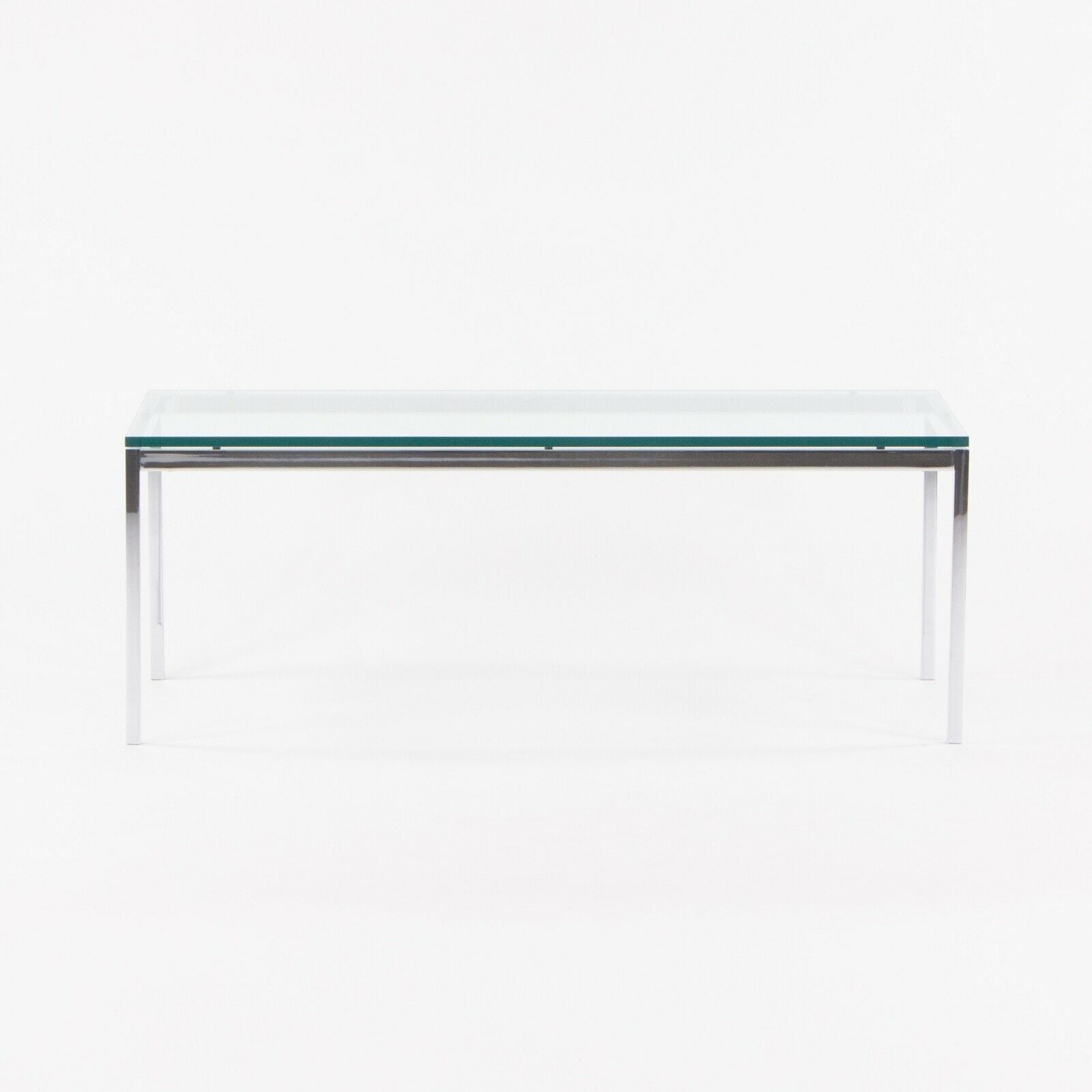 SOLD Florence Knoll for Knoll Studio 45 x 22 Chrome Coffee Table w/ Glass Top Signed