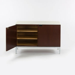 SOLD 1970s Florence Knoll for Knoll International 2 Door Credenza / Cabinet with White Marble Top