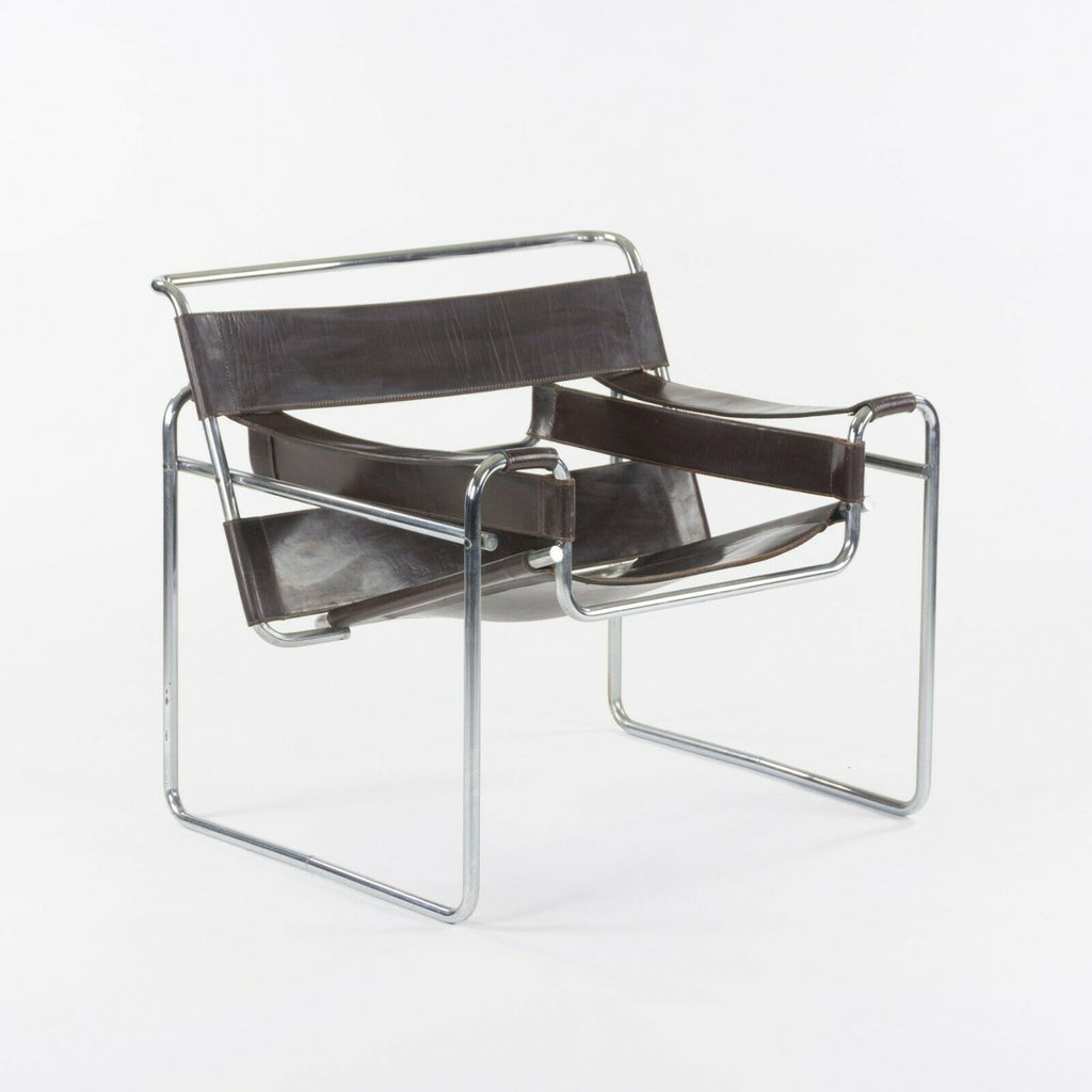 SOLD 1960s Knoll International Brown Leather Wassily Lounge Chair by Marcel Breuer