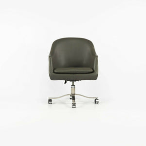1980s Nicos Zographos Grey Leather Bucket Desk Chairs with Alpha Bases 2x Available
