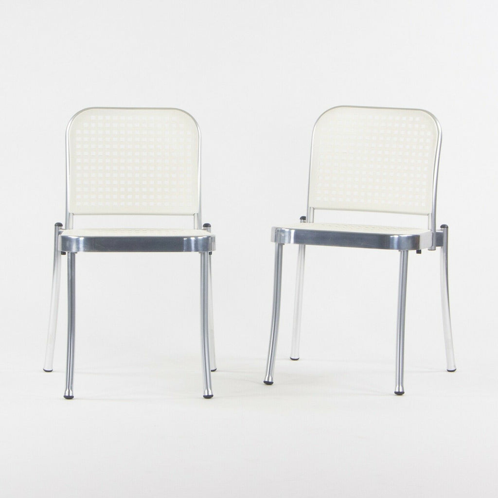 SOLD 2021 Pair of Vico Magistretti Silver Outdoor Chairs for DePadova w/ White Seats