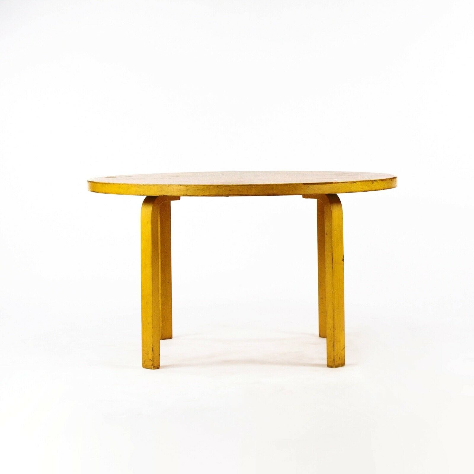 SOLD 1960s Alvar Aalto for Artek & ICF Bent L Leg Round Dining Table No. 91 in Birch