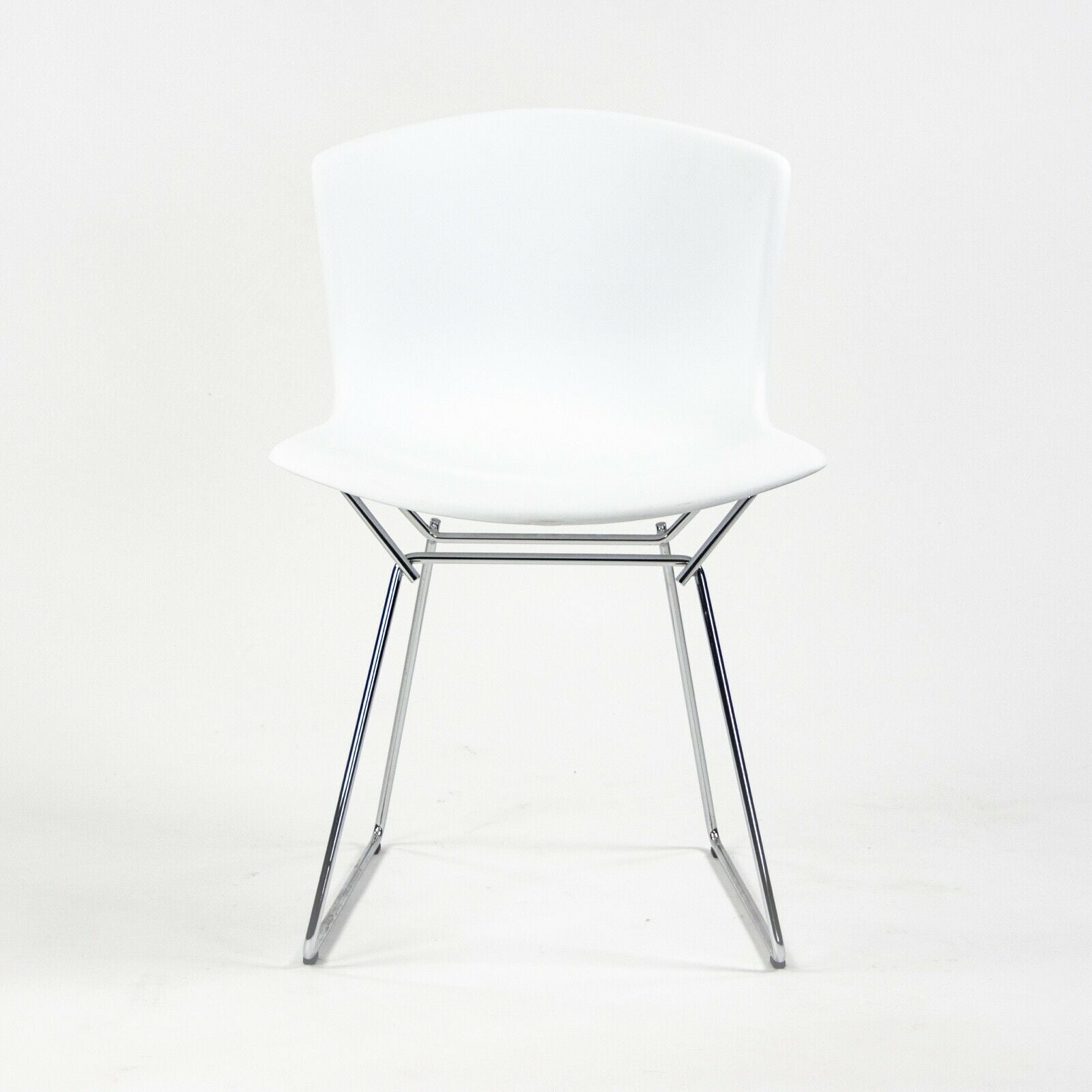 SOLD Harry Bertoia for Knoll Studio Molded Side Shell Chair Plastic with Chrome Base White