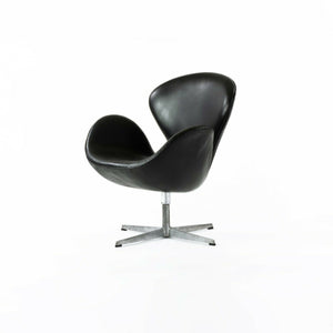 1960s Arne Jacobsen Swan Chair by Fritz Hansen of Denmark in Black Leather