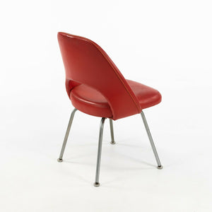 1963 Pair of Eero Saarinen for Knoll Red Vinyl Armless Executive Dining Chairs