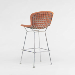 SOLD Set of 3 Harry Bertoia Knoll Wire Chrome Bar Stools w/ Orange Fabric Full Covers