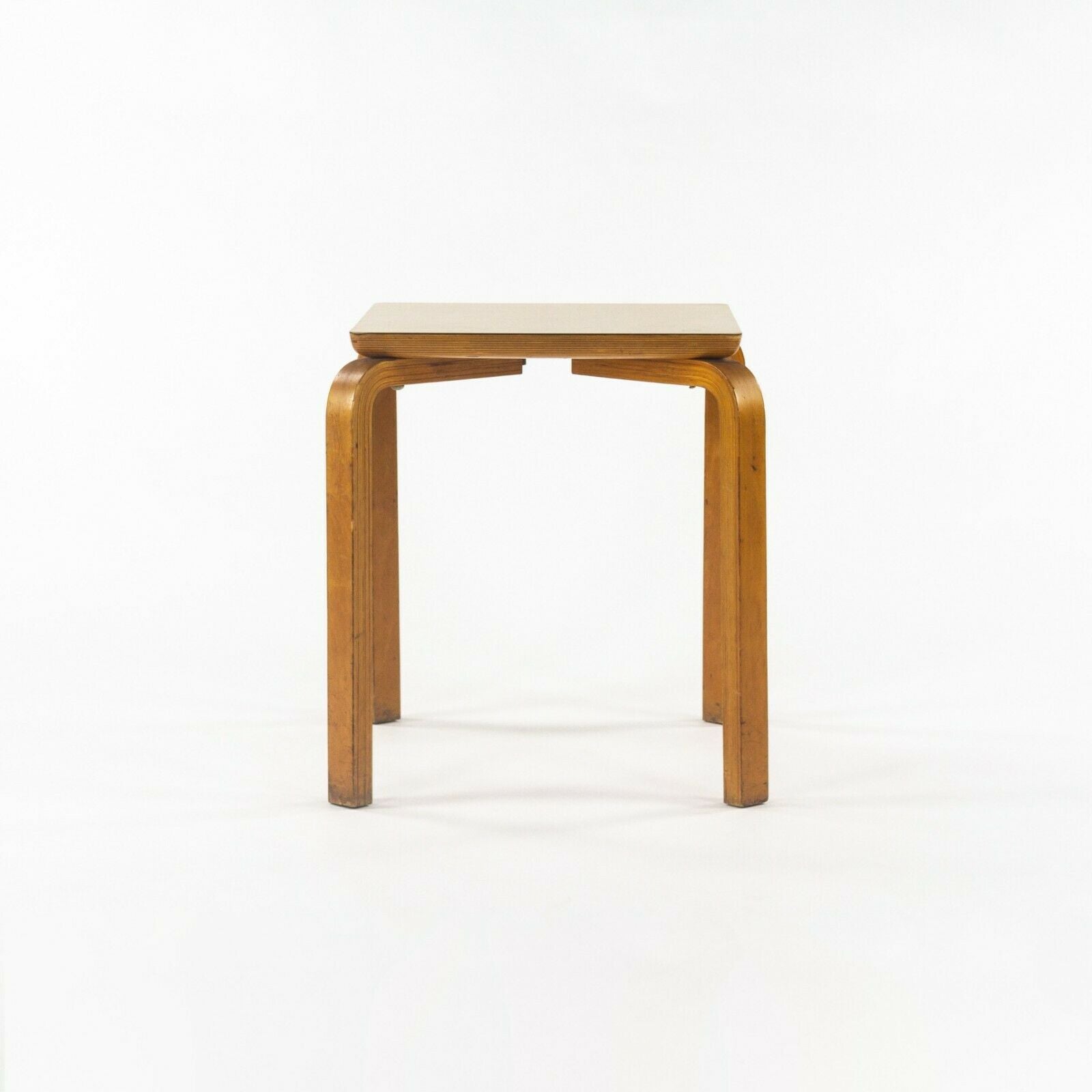 1950s Thonet Bent Birch Wood and Wood Grain Square Laminate Side / End Table
