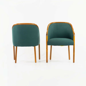 1970s Pair of Ward Bennett for Brickel Associates Arm Chairs in Green Fabric