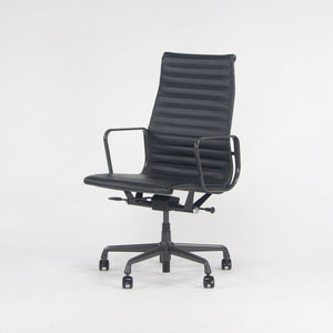 SOLD 2018 Herman Miller Eames Aluminum Group Executive Desk Chair in Black Leather 7x