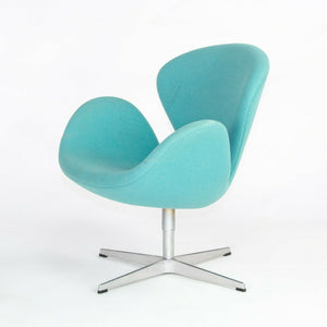 2004 Arne Jacobsen Swan Chairs by Fritz Hansen in Turquoise Hopsack Fabric