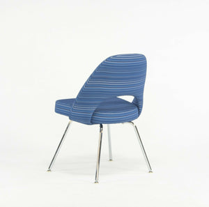 SOLD 2020 6x Eero Saarinen for Knoll Executive Side Chair with Blue Striped Fabric