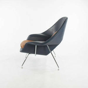 SOLD 2021 Custom Eero Saarinen for Knoll Two Tone Leather Womb Lounge Chair & Ottoman