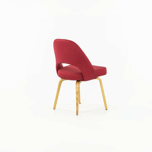 SOLD 2021 Eero Saarinen for Knoll Armless Executive Chairs with Wood Legs and Red Fabric 3 Available