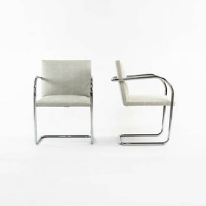 SOLD 2010s Pair of Mies Van Der Rohe for Knoll Tubular Brno Chairs in Gray Fabric