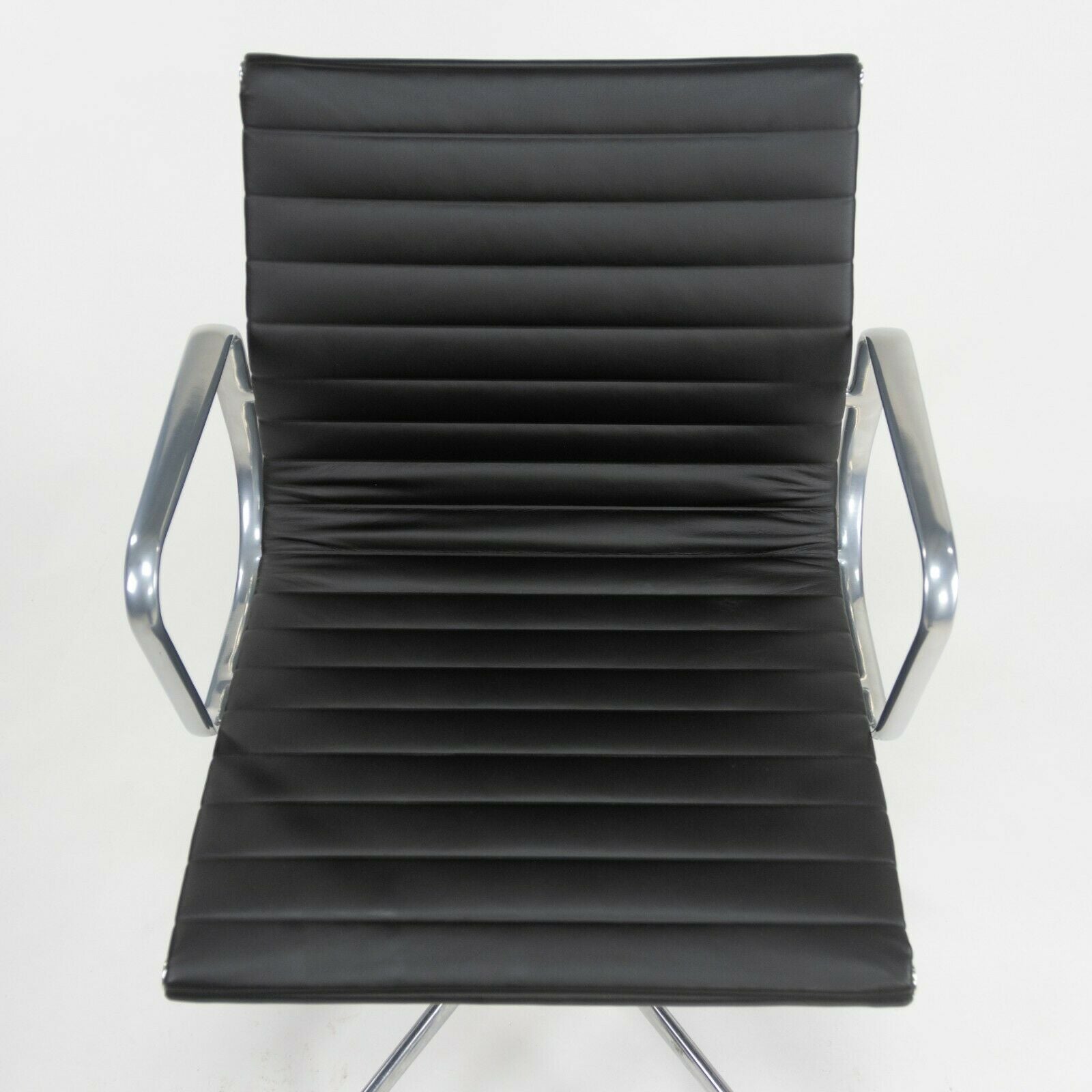 SOLD 2010s Herman Miller Eames Aluminum Group Management Desk Chair in Black Leather