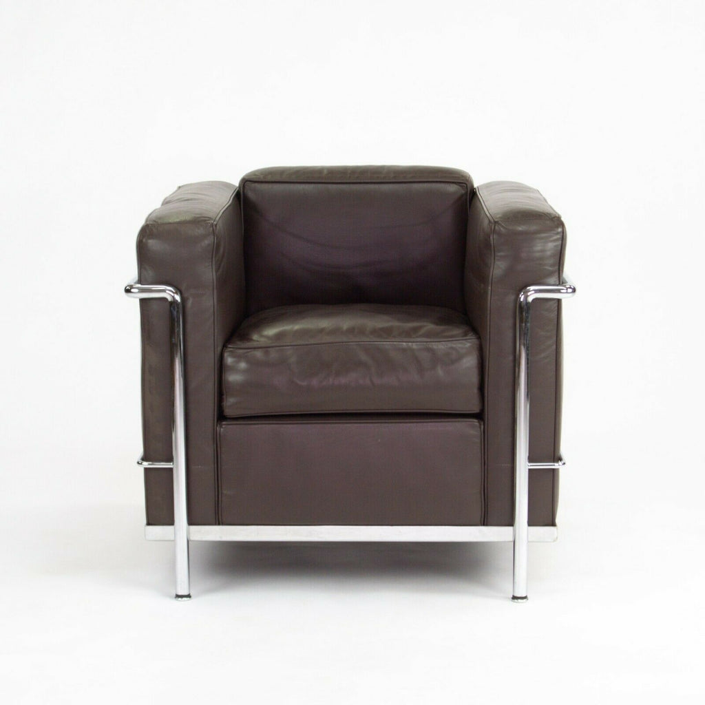 SOLD 1980s Vintage Le Corbusier Cassina LC2 Petit Modele Armchairs in Brown Leather