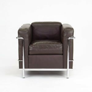 SOLD 1980s Vintage Le Corbusier Cassina LC2 Petit Modele Armchairs in Brown Leather