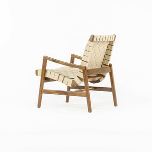 SOLD 2021 Jens Risom for Knoll Lounge Chair with Arms in Light Walnut & Flax Cotton