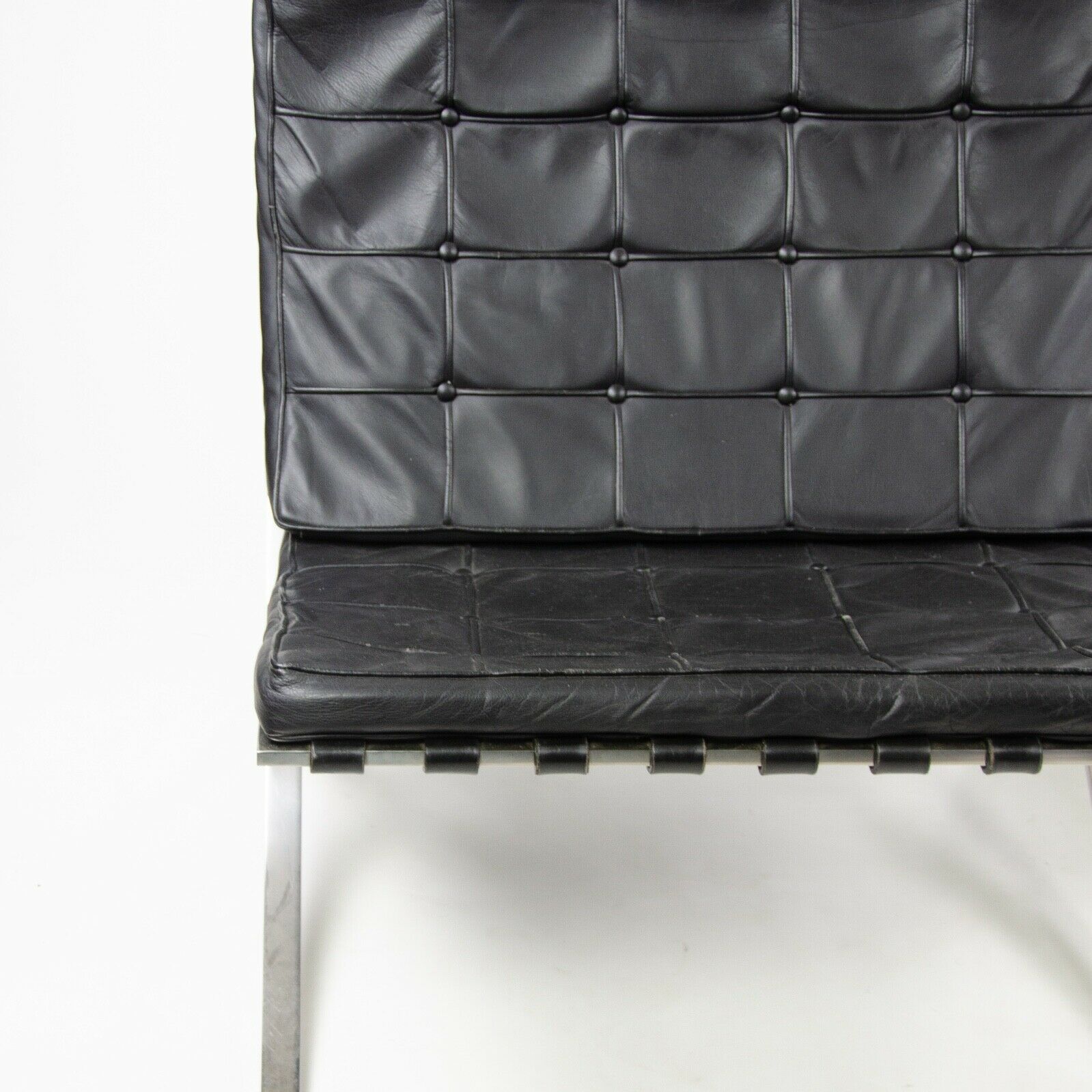 SOLD 1950s Museum Quality Knoll Mies Van Der Rohe Barcelona Chairs Stainless Pair