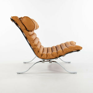 1960s Lounge Chair and Ottoman attributed to Arne Norell as Ari Chair with New Cognac Leather