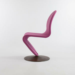 SOLD 1970s Verner Panton for Fritz Hansen 1-2-3 Dining Side Chair in Magenta Fabric