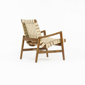 SOLD 2021 Jens Risom for Knoll Lounge Chair with Arms in Light Walnut & Flax Cotton
