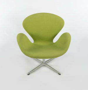 SOLD 2007 Arne Jacobsen Swan Chair by Fritz Hansen with Light Green Fabric Upholstery