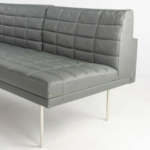 SOLD BassamFellows for Geiger & Herman Miller Grey Leather Armless Tuxedo 3 Seat Sofa