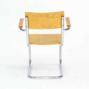 1990 Set of Three Mart Stam for Thonet Bauhaus Dining Chairs in Oak