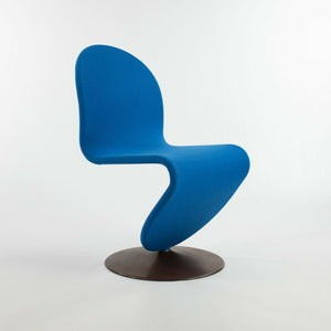 SOLD 1970s Verner Panton for Fritz Hansen 1- 2 - 3 Dining Side Chair in Blue Fabric with Original Label
