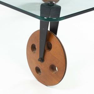 SOLD 1980s Gae Aulenti Tavolo con Ruote Postmodern Glass Coffee Table by Fontana Arte