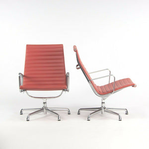 SOLD 2010 Herman Miller Eames Aluminum Group Lounge Chair in Red Leather 1x Available