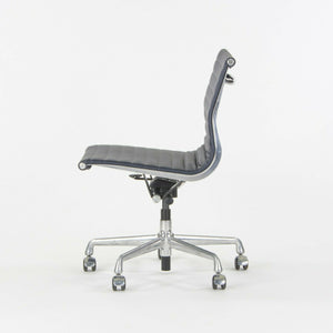 SOLD Herman Miller Eames Aluminum Group Management Armless Desk Chairs in Navy Leather