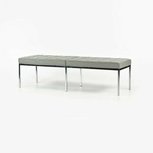 SOLD 2016 Florence Knoll Studio Three Seat Grey Volo Leather Bench with Chrome Base