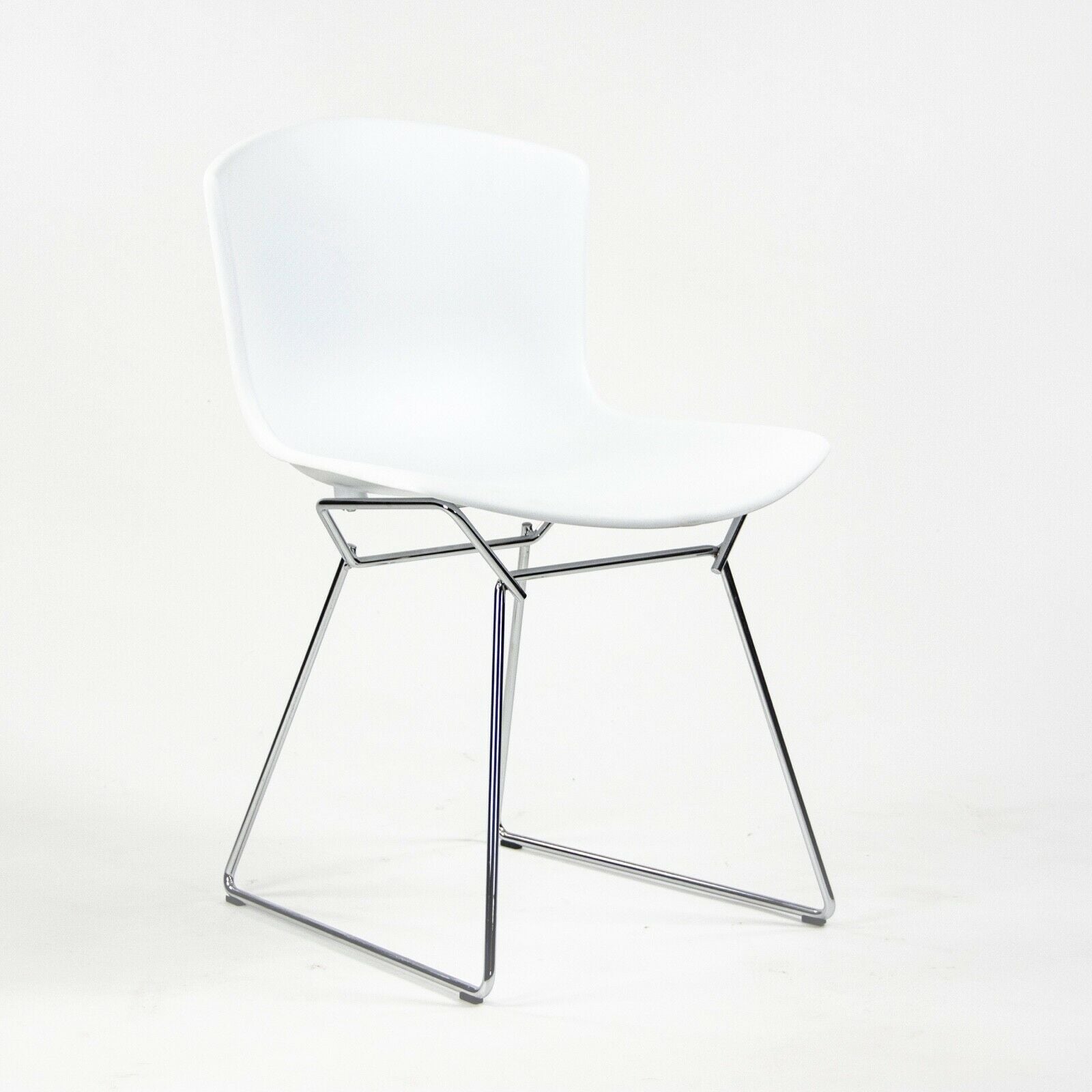 SOLD Harry Bertoia for Knoll Studio Molded Side Shell Chair Plastic with Chrome Base White